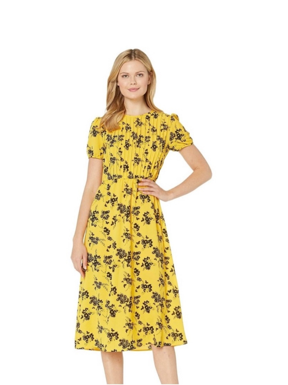 Michael Kors Yellow Floral Midi Dress